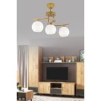 Omur Avize Hestia Modern 3Lu Eskitme Gold Beyaz Camli Avize