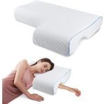 Omuz Ağrısını Gidermek İçin Yan Yatanlar İçin Yastık - Ergonomik Kol Delikleri ile Ortopedik Destek - Servikal, Boyun, Omuz Desteği - Çiftler İçin Mükemmel Kucaklaşma Yastığı (Beyazz)