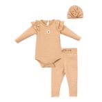 OMUZ FIRFIR ÇİÇEKLİ ÇITÇIT BODY PANTOLON BERE TAKIM Camel