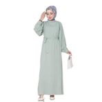 Omuzu Taş Detaylı Rose Elbise-Mint Yeşili