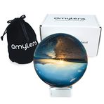 OmyLens Cam küre (60 mm), K9 kristal küre, ayaklı ve ipek cepli, Lensball fotoğraf aksesuarları ve aksesuarlar için, Heal Magic Ball ve dekoratif (6 cm / 2,36 inç şeffaf kristal küre)