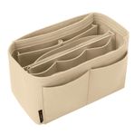 OMYSTYLE Çanta Düzenleyici Ekleme, Keçe Tote Çanta Düzenleyici Ekleme, 5 Boyutlu, İç Çanta için El Çantası Bölücüler, Longchamp, Neverful, Speedy ve Daha Fazlası ile Uyumlu, Bej, X-Large