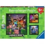 OMZ 56217 Minecraft 3X49 Parça Ravensburger Puzzle Kız Erkek Çocuk Oyuncak Eğitici Oyuncaklar - Çok Renkli