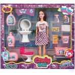 OMZ Cindy Doll Bebekli Lavabo ve Temizlik Seti 02452 Kız Erkek Çocuk Oyuncak Eğitici Oyuncaklar - Çok Renkli