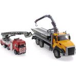OMZ Die Cast Çek Bırak Vinçli Kurtarıcı ve Merdivenli Itfaiye Aracı Kız Erkek Çocuk Oyuncak Eğitici Oyun - Çok Renkli