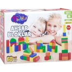 Omz Kutuda Ahşap 60 Parça Renkli Bloklar Kız Erkek Çocuk Oyuncak Eğitici Oyuncaklar