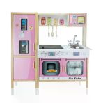 Omz T1013 Ahşap Buzdolaplı Mutfak Pembe Kız Erkek Çocuk Oyuncak Eğitici Oyuncaklar