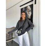 Omzu Dikiş Detaylı Üç İplik Şardonlu Uzun Oversize Sweatshirt