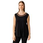 ON Büyük Beden Yakası Tül Detaylı Kolsuz Basic Bluz, XL, 26K.ON.BLZ.61311.01, Siyah, Kadın