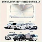 Ön Cam Güneşlik Uv Reflektör Için Araç Ön Cam Güneş Gölge Şemsiye Katlanabilir Araba Şemsiyesi , %99 Etkin Koruma, Çoğu Arabaya Uygun, Otomobil, Suv, (140 x 79CM) - Siyah - Gri