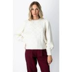 On Fashion Kadın Incili Baklava Desenli Ekru Kazak 63316