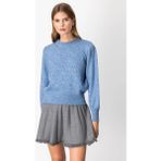 On Fashion Kadın Incili Baklava Desenli Mavi Kazak 63316