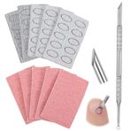 Ön İşlem Yuvarlak Kütikül İtici, 10 Adet 180/240 Grit Pembe + Gri-Beyaz Kendinden Yapışkanlı Zımpara Kağıdı Levhaları, Yuvarlak Tırnak Tırnak Eti İtici, Tırnak Ön Parlatma Manikür Tedavisi için