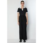 On Kadın Çimalı Bol Paça Pantolon 74123 Siyah