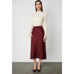 On Kadın Dikişli Maxi Boy Triko Etek 65206 Bordo