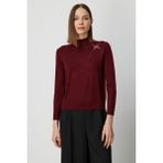 On Kadın Omzu Taş Detaylı Triko Kazak 60453 Bordo - S
