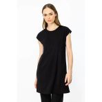 On Kadın Oversize Midi Bluz - Minimalist Stil, Kısa Kol