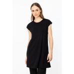 On Kadın Oversize Midi Bluz - Minimalist Stil, Kısa Kol