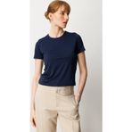 On Kadın Sıfır Yaka Kısa Kol Basic Bluz 61334 Lacivert
