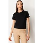 On Kadın Sıfır Yaka Kısa Kol Basic Bluz 61334 Siyah