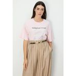 On Kadın Taşlı Ayıcık Baskılı T-Shirt 70341 Pembe