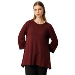 ON Kumaşı Simli Rahat Kalıp Bluz, 2XL, 26K.ON.BLZ.61393.01, BORDO, Kadın