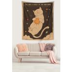 on the clouds Güneşe Sarılan Kedi Evrenin Çocuklarıyız Leke Tutmaz Kumaş Duvar Örtüsü Duvar Halısı Tapestry