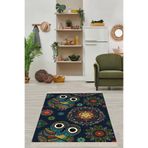 On The Clouds Mandala Baykuş Desenli Çiçekli Dijital Baskı Yıkanabilir Kaymaz Taban Etnik Salon Halısı ve Yolluk BLT-S-141, 80 x 400