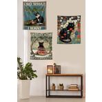 on the clouds Sevimli Yaramaz Kedi Saksı Çiçek Kitap Leke Tutmaz Duvar Örtüsü Duvar Halısı Tapestry 3'lü Set
