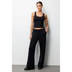 On Triko Bol Paça Çimalı Eşofman Altı 76334 - XL - Siyah