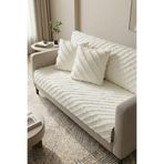 Onaltı Tekstil Sakallı Şönil Koltuk Örtüsü + 2 Adet Kırlent Kılıfı Seti Modern Koltuk Şalı