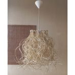 Onay M-260 Kemik Rengi Rafya Avize 25X40 El Yapımı Salon Oturma Odası Yatak Odası ve Çocuk Odası Rafya Avize - Krem - Beyaz