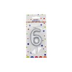Onay Store 6 Yaş Orta Boy Gümüş Renk Rakam Mum Parti Malzemesi