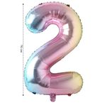 Onay Store Folyo Balon 2 Rakamı Helyum Balon 76 Cm Gökkuşağı - Doğum Günü Parti Seti Malzemeleri - 2 Yaş Balonu
