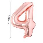 Onay Store Folyo Balon 4 Rakamı Helyum Balon 100 Cm Rose Renk - 4 Yaş Balonu - 4 Yaş Balon -4 Rakam Balon