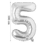 Onay Store Folyo Balon 5 Rakamı Helyum Balon 100 Cm Gümüş Renk - 5 Yaş Balonu - 5 Yaş Balon -5 Rakam Balon