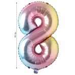 Onay Store Folyo Balon 8 Rakamı Helyum Balon 76 Cm Gökkuşağı - Doğum Günü Parti Seti Malzemeleri - 8 Yaş Balonu