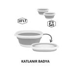 Onay Store Katlanır Badya Leğen Akordiyon Katlanabilir Badya 2'li Set (10'LT) - Çeyiz Seti - Katlanir Kova