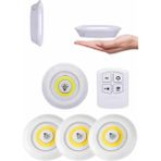 Onba Yapışkanlı 3'lü Spot LED Işık Lamba Montajsız Pilli Uzaktan Kumandalı - OB7236-4513 - Çok Renkli