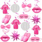 Önceden gerilmiş Sıcak Pembe Parti Süslemeleri Spa Parti Süslemeleri Kızlar için Spa Parti Malzemeleri Pijama Partisi Süslemeleri Bekarlığa Veda Partisi Asılı Girdap Pijama Partisi Süslemeleri Pijama