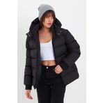 ÖNDER MODA Kadın Siyah Su Ve Rüzgar Geçirmez Oversize Kapüşonlu Kışlık Şişme Mont & Kaban & Parka - 137