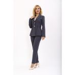 Önder Özsoy Erkek Yaka Önleri Pileli Ceket & Dar Paça Pantolon Takım-Füme - 36