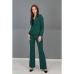 Önder Özsoy Mini Ceket & İspanyol Paça Pantolon Takım-Zümrüt - Yeşil - 46