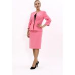 Önder Özsoy Sıfır Yaka Düz Kısa Ceket & Düz Dar Etek-Pembe - 34