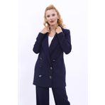 ÖNDER ÖZSOY Uzun Klasik Blazer Ceket-Lacivert