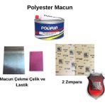 Önder Ticaret Polyester Çelik Macun Tamir Seti – 500 gr Macun - Çekme Lastiği - Çekme Çeliği - 2 Adet Zımpara