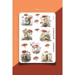 One Little Happiness Mushrom Animal Temalı Sticker Seti | Bullet Journal Sticker | Defter | Çıkartma | Scrapbook