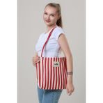 One Omuz Çantası – Hem Günlük Hem Tatil Şıklığı Mini Clutch Hediye - Kırmızı Çizgili