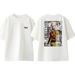 One Punch Man 10 Tasarım Sırt Baskılı Pamuk Beyaz Oversize T-Shirt