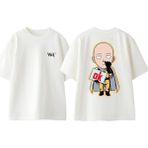One Punch Man 2 Tasarım Sırt Baskılı Pamuk Beyaz Oversize T-Shirt - XL